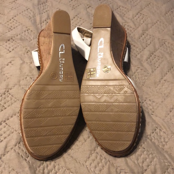 CL by Laundry White Cork Wedge Sandals - Picture 5 of 8